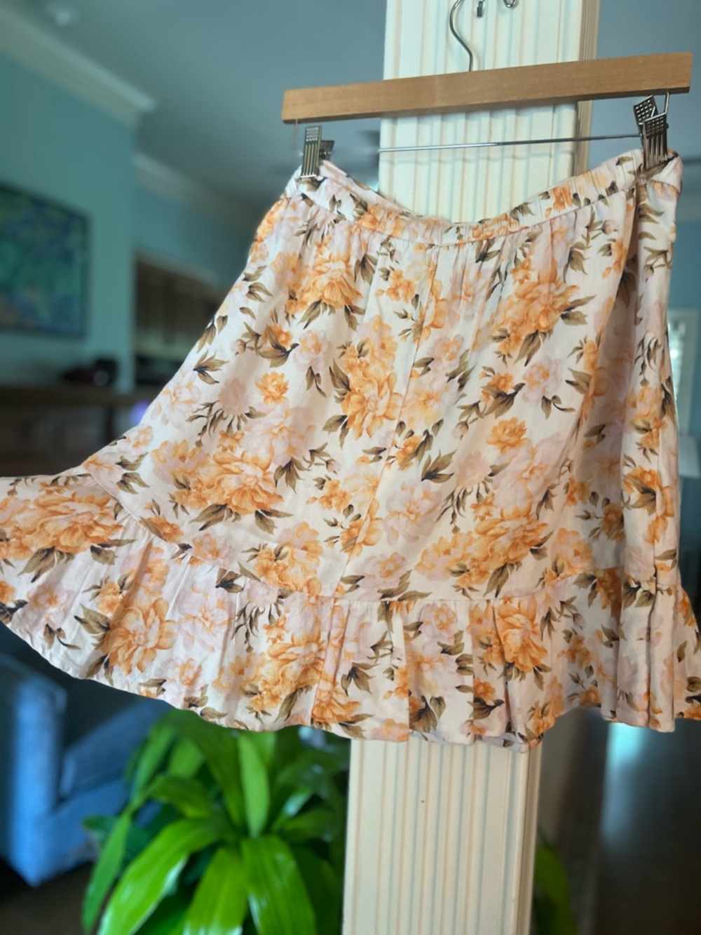 American Eagle Outfitters Peach Cream Pink Floral Ruffle Skater mini Wrap Skirt